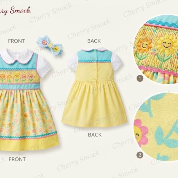 Cherrysmock Spring Girls Hand-Smocked Dress – US Collection #G08 (CS-US-SPRING-G08)