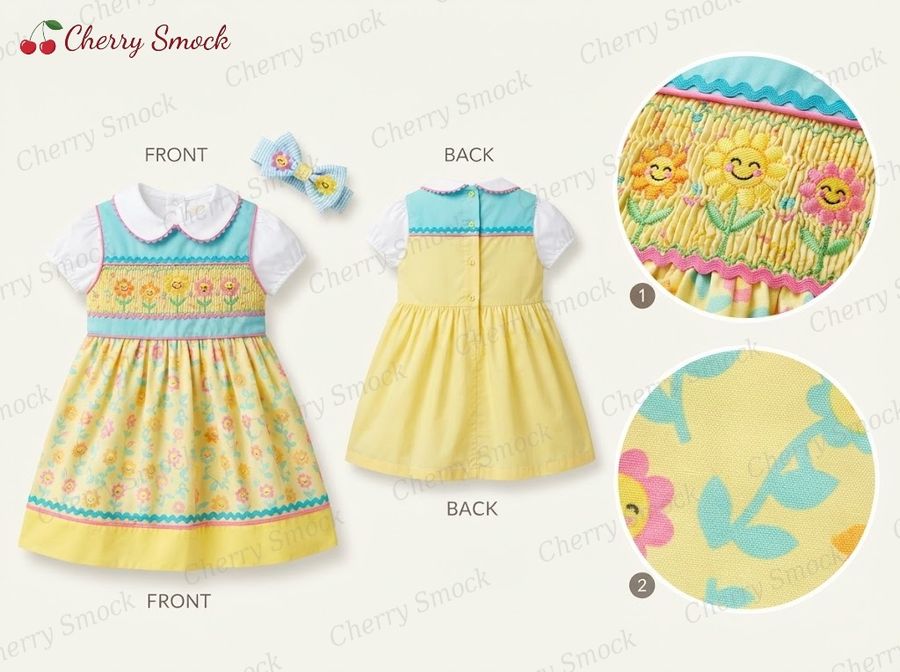 Cherrysmock Spring Girls Hand-Smocked Dress – US Collection #G08 (CS-US-SPRING-G08)