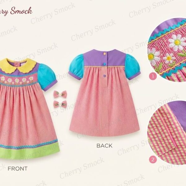 Cherrysmock Spring Girls Hand-Smocked Dress – US Collection #G09 (CS-US-SPRING-G09)