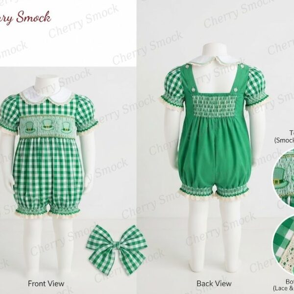 Cherrysmock St. Patrick’s Day Girls Hand-Smocked Dress – US Collection #G03 (CS-US-STPATRICK-G03)