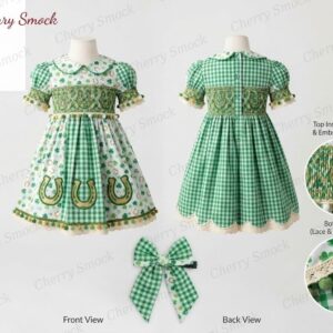 Cherrysmock St. Patrick’s Day Girls Hand-Smocked Dress – US Collection #G07 (CS-US-STPATRICK-G07)