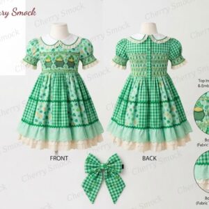 Cherrysmock St. Patrick’s Day Girls Hand-Smocked Dress – US Collection #G09 (CS-US-STPATRICK-G09)