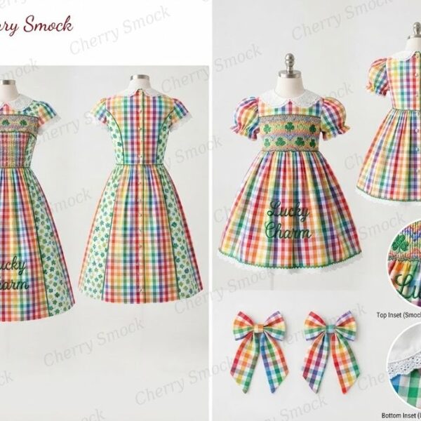 Cherrysmock St. Patrick’s Day Girls Hand-Smocked Dress – US Collection #G11 (CS-US-STPATRICK-G11)