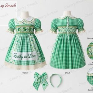 Cherrysmock St. Patrick’s Day Girls Hand-Smocked Dress – US Collection #G15 (CS-US-STPATRICK-G15)