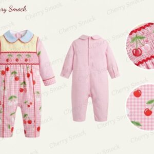 Cherrysmock Valentine’s Day Boys Hand-Smocked Romper Set – US Collection #B03 (CS-US-VALENTINE-B03)