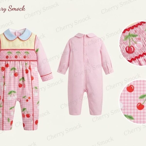 Cherrysmock Valentine’s Day Boys Hand-Smocked Romper Set – US Collection #B03 (CS-US-VALENTINE-B03)