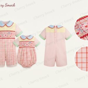 Cherrysmock Valentine’s Day Boys Hand-Smocked Romper Set – US Collection #B07 (CS-US-VALENTINE-B07)