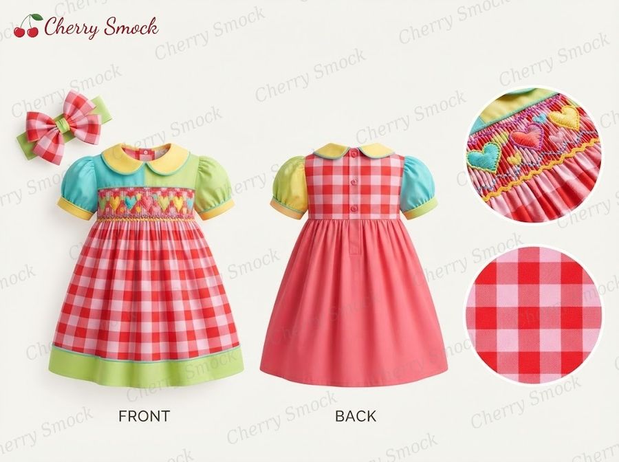 Cherrysmock Valentine's Day Girls Hand-Smocked Dress – US Collection #G01 (CS-US-VALENTINE-G01)