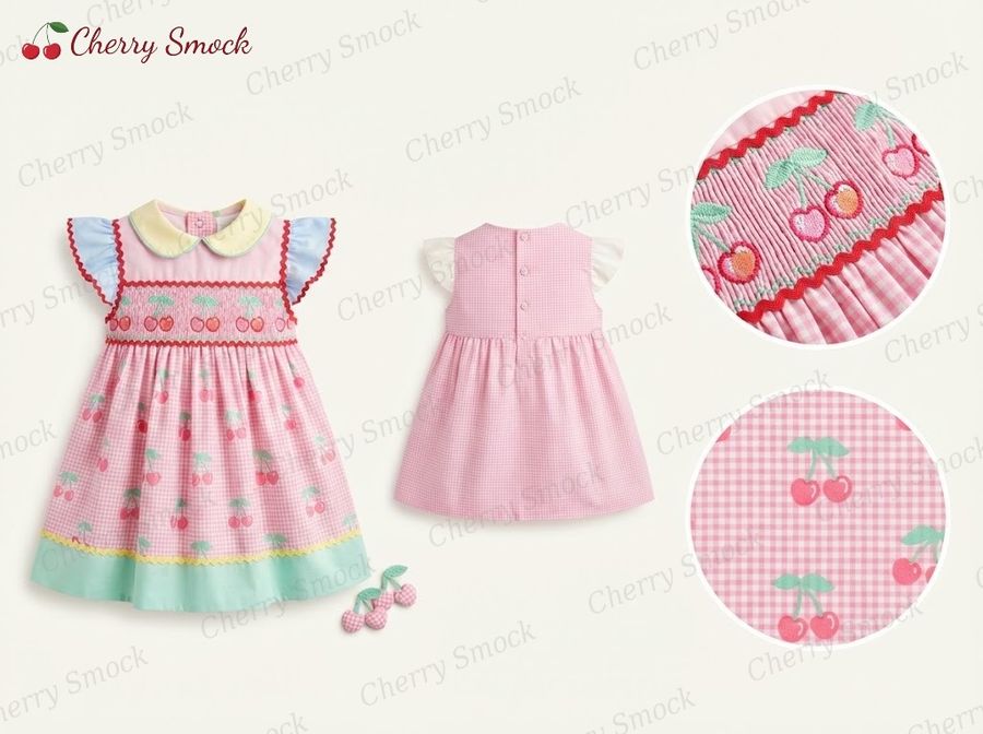 Cherrysmock Valentine's Day Girls Hand-Smocked Dress – US Collection #G06 (CS-US-VALENTINE-G06)