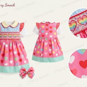 Cherrysmock Valentine’s Day Girls Hand-Smocked Dress – US Collection #G08 (CS-US-VALENTINE-G08)