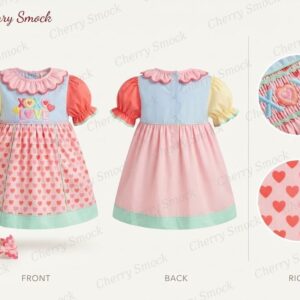 Cherrysmock Valentine’s Day Girls Hand-Smocked Dress – US Collection #G09 (CS-US-VALENTINE-G09)