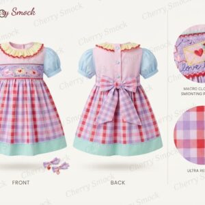 Cherrysmock Valentine’s Day Girls Hand-Smocked Dress – US Collection #G10 (CS-US-VALENTINE-G10)