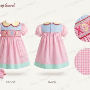 Cherrysmock Valentine’s Day Girls Hand-Smocked Dress – US Collection #G11 (CS-US-VALENTINE-G11)