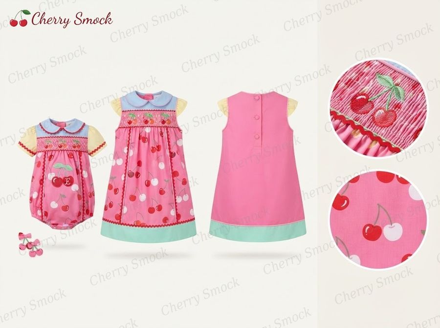 Cherrysmock Valentine's Day Girls Hand-Smocked Dress – US Collection #G14 (CS-US-VALENTINE-G14)
