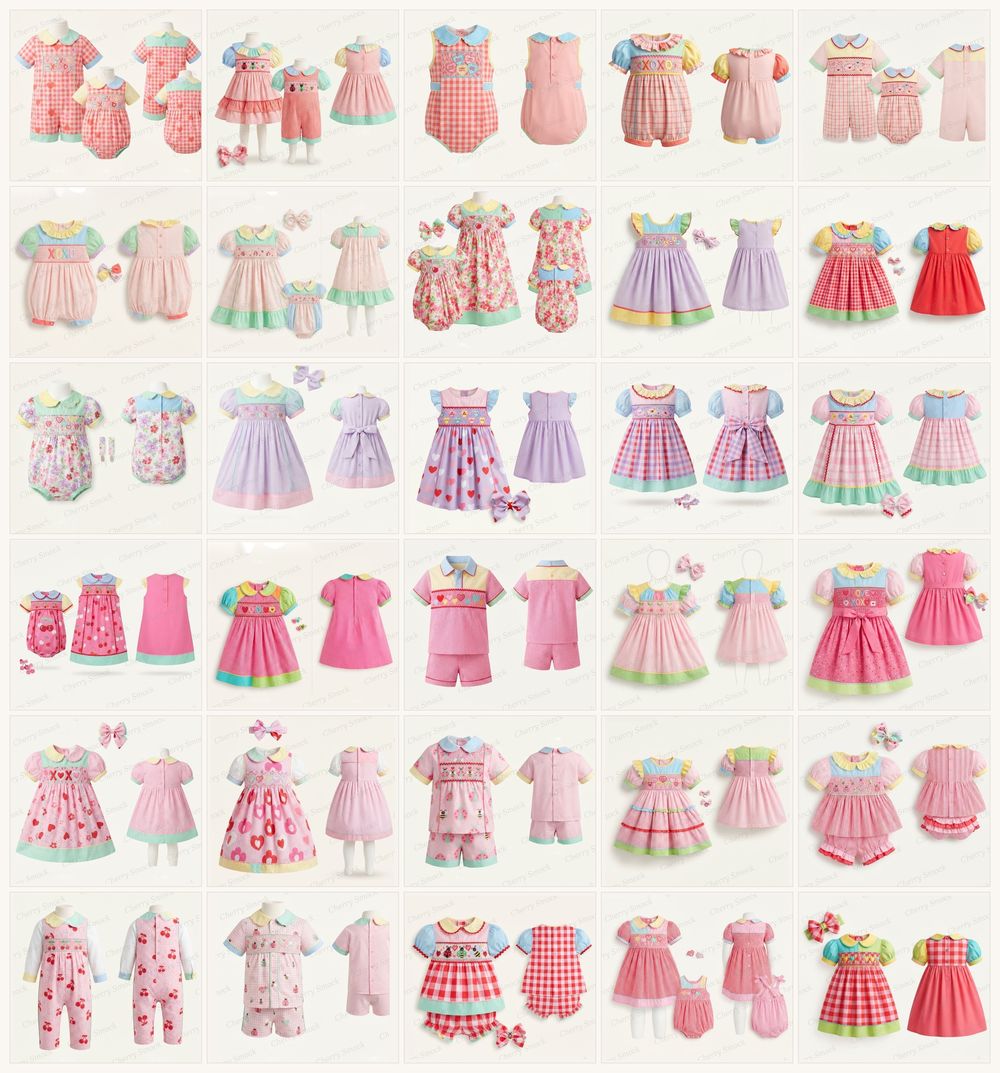 Pink & Red Valentine Hand-Smocked Sibling Mix
