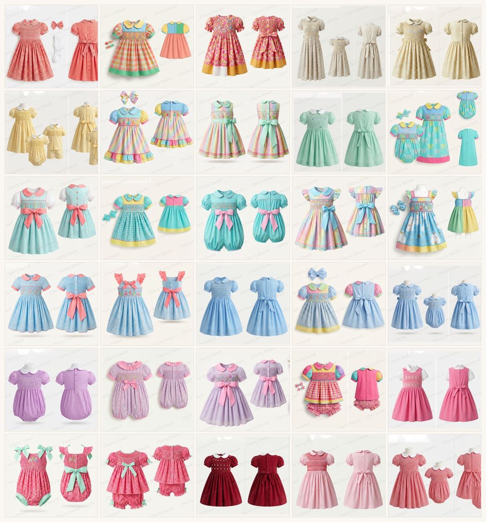 Festive Holiday Hand-Smocked Girls Dresses for EU Boutiques