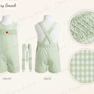 Cherrysmock Back to School Boys Hand-Smocked Jon-Jon – UK Collection #B02 (CS-UK-BTS-B02)