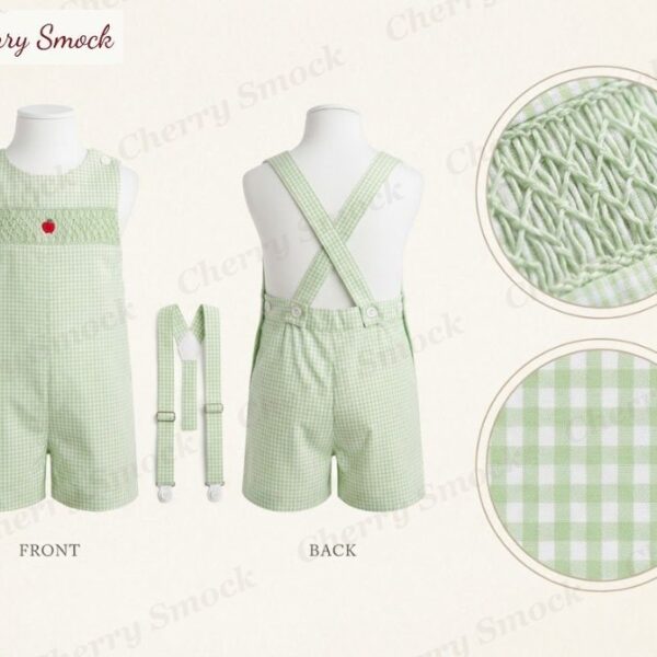 Cherrysmock Back to School Boys Hand-Smocked Jon-Jon – UK Collection #B02 (CS-UK-BTS-B02)