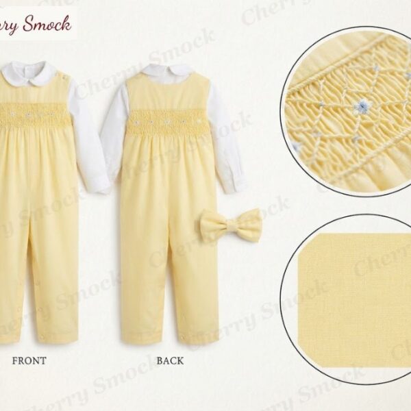 Cherrysmock Back to School Boys Hand-Smocked Longall with Shirt – UK Collection #B03 (CS-UK-BTS-B03)