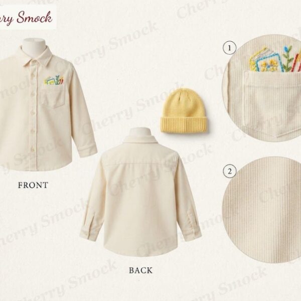 Cherrysmock Back to School Boys Hand-Embroidered Button-Up Set – UK Collection #B05 (CS-UK-BTS-B05)