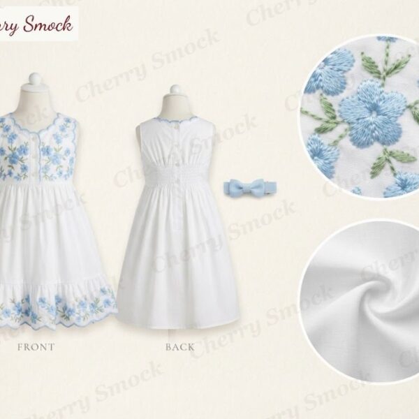 Cherrysmock Back to School Girls Hand-Embroidered Sundress – UK Collection #G07 (CS-UK-BTS-G07)