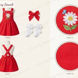 Cherrysmock Back to School Girls Machine-Embroidered Pinafore – UK Collection #G11 (CS-UK-BTS-G11)