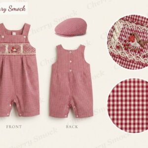 Cherrysmock Christmas Boys Hand-Smocked Romper – UK Collection #B01 (CS-UK-CHRISTMAS-B01)