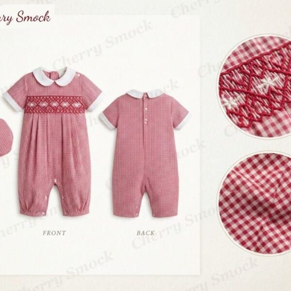 Cherrysmock Christmas Boys Hand-Smocked Jon-Jon – UK Collection #B02 (CS-UK-CHRISTMAS-B02)