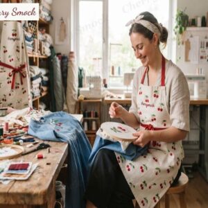 Cherrysmock Christmas Girls Hand-Embroidered Pinafore with Blouse – UK Collection #G09 (CS-UK-CHRISTMAS-G09)