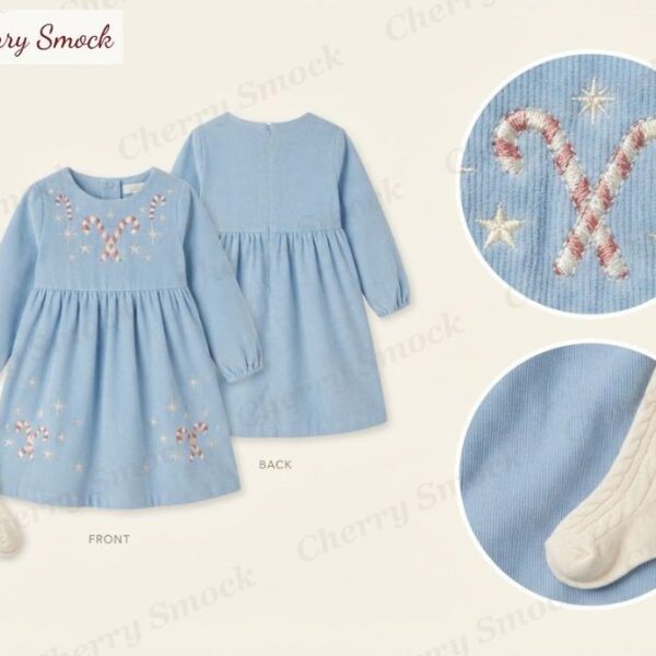 Cherrysmock Christmas Girls Machine-Applique Sundress – UK Collection #G12 (CS-UK-CHRISTMAS-G12)