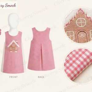 Cherrysmock Christmas Girls Machine-Applique Pinafore with Blouse – UK Collection #G14 (CS-UK-CHRISTMAS-G14)