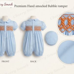 Cherrysmock Halloween Boys Hand-Smocked Bubble Romper – UK Collection #B01 (CS-UK-HALLOWEEN-B01)