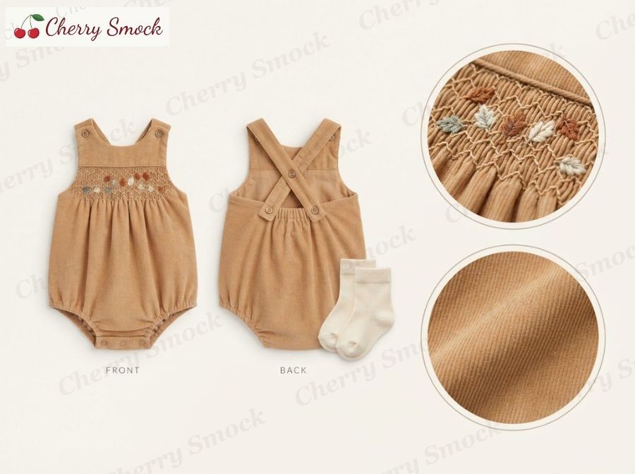 Hand-Smocked Jon-Jon – Cherrysmock Halloween Boys Hand-Smocked Jon-Jon – UK Collection #B02 (CS-UK-HALLOWEEN-B02)