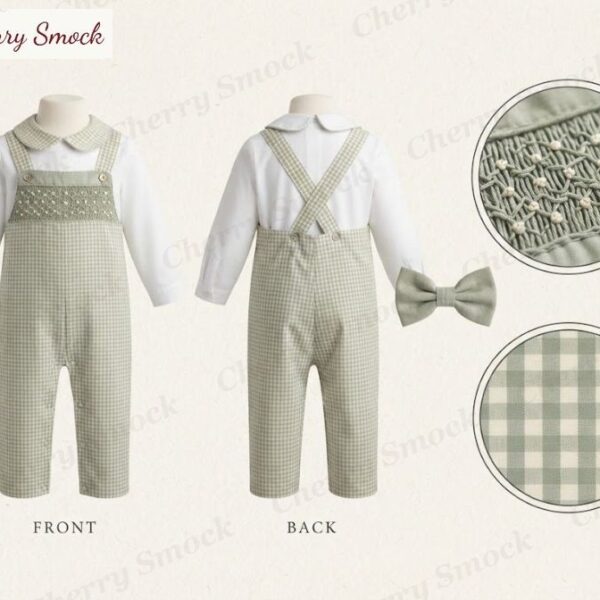 Cherrysmock Halloween Boys Hand-Smocked Longall with Shirt – UK Collection #B03 (CS-UK-HALLOWEEN-B03)