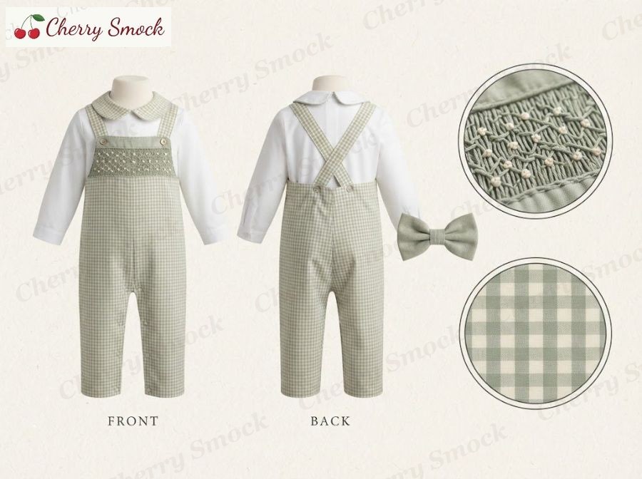 Hand-Smocked Longall – Cherrysmock Halloween Boys Hand-Smocked Longall with Shirt – UK Collection #B03 (CS-UK-HALLOWEEN-B03)