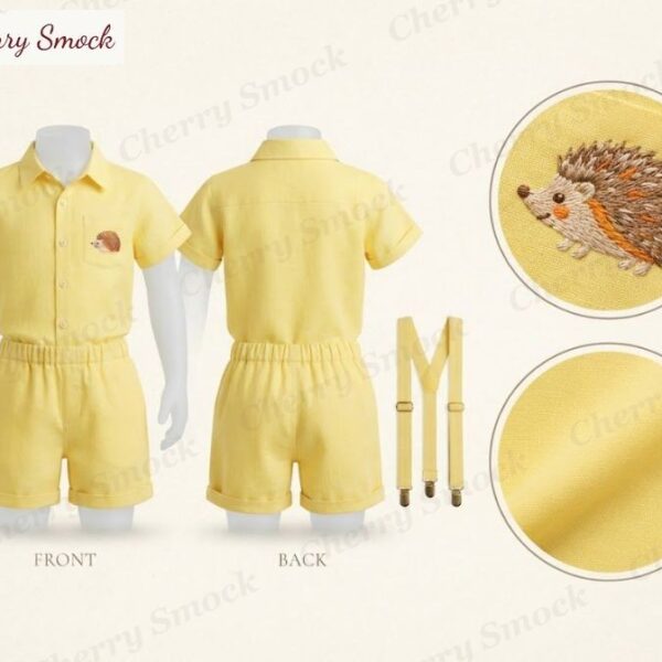Cherrysmock Halloween Boys Hand-Embroidered Shorts Set – UK Collection #B04 (CS-UK-HALLOWEEN-B04)