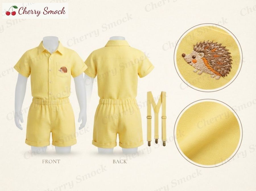 Hand-Embroidered Shorts – Cherrysmock Halloween Boys Hand-Embroidered Shorts Set – UK Collection #B04 (CS-UK-HALLOWEEN-B04)