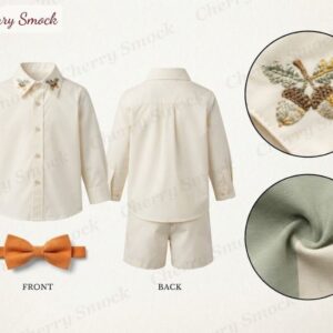 Cherrysmock Halloween Boys Hand-Embroidered Button-Up Set – UK Collection #B05 (CS-UK-HALLOWEEN-B05)