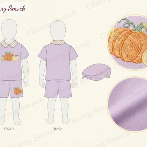 Cherrysmock Halloween Boys Machine-Embroidered & Applique Shorts Set – UK Collection #B07 (CS-UK-HALLOWEEN-B07)