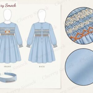 Cherrysmock Halloween Girls Hand-Smocked Long-Sleeve Dress – UK Collection #G02 (CS-UK-HALLOWEEN-G02)