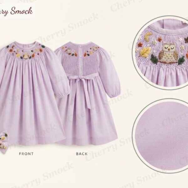 Cherrysmock Halloween Girls Hand-Embroidered Bishop Dress – UK Collection #G10 (CS-UK-HALLOWEEN-G10)