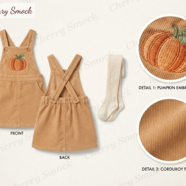 Cherrysmock Halloween Girls Machine-Embroidered & Applique Pinafore – UK Collection #G11 (CS-UK-HALLOWEEN-G11)
