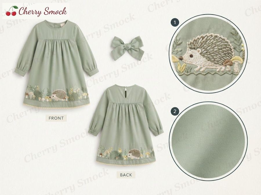Machine-Embroidered & Applique Dress – Cherrysmock Halloween Girls Machine-Embroidered & Applique Dress – UK Collection #G12 (CS-UK-HALLOWEEN-G12)