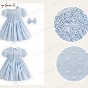 Cherrysmock Christmas Girls Hand-Smocked Sundress – UK Heritage Collection #G04 (CS-UKH-CHRISTMAS-G04)