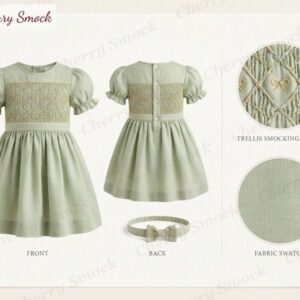 Cherrysmock Christmas Girls Hand-Smocked Jumper – UK Heritage Collection #G06 (CS-UKH-CHRISTMAS-G06)