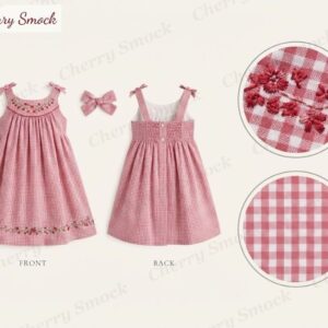 Cherrysmock Christmas Girls Hand-Embroidered Sundress – UK Heritage Collection #G10 (CS-UKH-CHRISTMAS-G10)