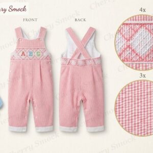 Cherrysmock Back to School Boys Hand-Smocked Longall with Diamond Smocking – US Collection #B03 (CS-US-BTS-B03)