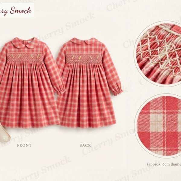 Cherrysmock Back to School Girls Hand-Smocked Long-Sleeve Dress – US Collection #G03 (CS-US-BTS-G03)