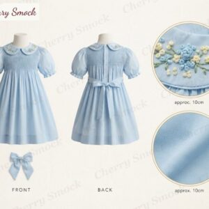 Cherrysmock Back to School Girls Hand-Embroidered Bishop Dress – US Collection #G08 (CS-US-BTS-G08)