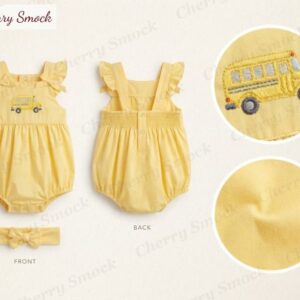 Cherrysmock Back to School Girls Hand-Embroidered Bubble – US Collection #G10 (CS-US-BTS-G10)